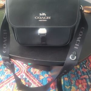 Coach Black Leather Messenger Bag